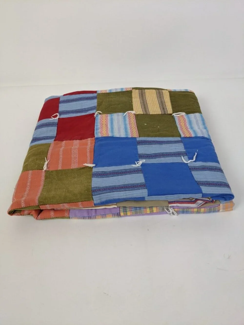 Baby Quilt Handmade Patchwork Plaid 35” x 35